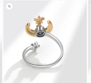 Moon Star Anxiety Fidget Spinner Ring Gold thumbnail 4