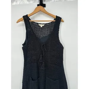 Lucky Brand Crochet Baja Tunic Tank Dress Size Large Tassel Boho Grunge Festival thumbnail 4