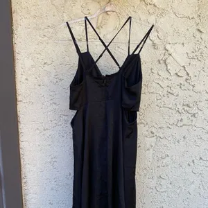 Express size medium strappy back cut out mini silky dress black thumbnail 6