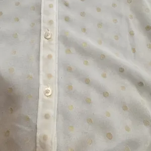 Hollister Top Small Womens Polka Dot Button‎ Down Shirt Sheer *flaws thumbnail 3