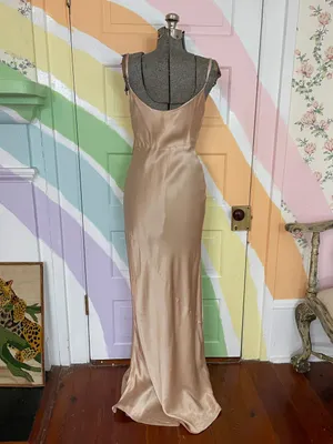 Park and Fifth Belmont Cowl Neck Satin Maxi Slip Dress Champagne Gold Sz M 🧡🎀 thumbnail 9