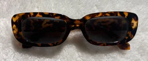 Tortoise Shell Rectangular Sunglasses Retro 90s Y2K Brown Animal Print Shades thumbnail 1