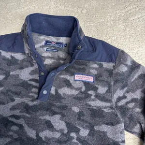Women's Vineyard Vines Small Shep Shirt Fleece 1/4‎ Snap Button Camo thumbnail 2