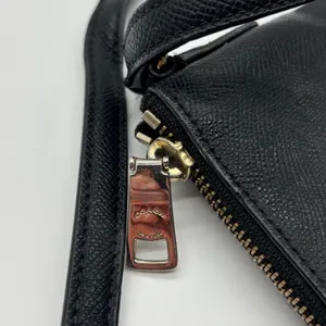 Coach Black Crossgrain Leather Crossbody Bag Gold Hardware Slim Messenger thumbnail 3