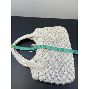 Women's Handmade Macrame/Crochet White Hand bag SKU 4278 thumbnail 8