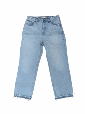 Abercrombie & Fitch Curve Love High-Rise Straight Mom Jeans Light Wash Raw Hem thumbnail 2