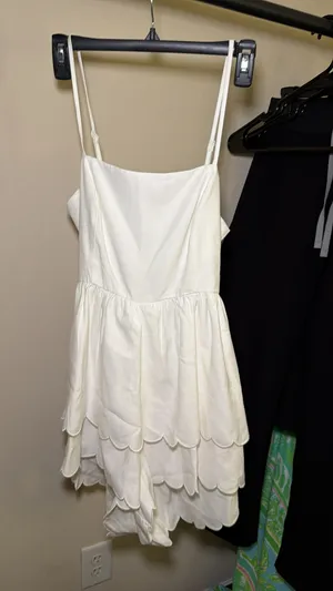 White scalloped these three boutique romper dress with bow thumbnail 5