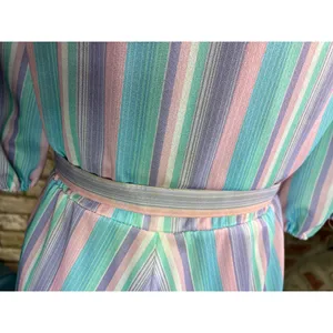 shirt dress striped pastel blue pink white matching belt thumbnail 6