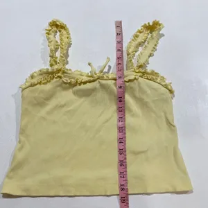 Maeve Anthropologie Size M Yellow Ruffle Ribbed Tank Top Coquette Y2K thumbnail 7