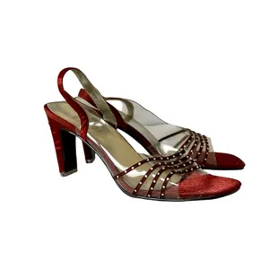 Vintage Miliani Red Satin Sandals Size 7.5 thumbnail 2