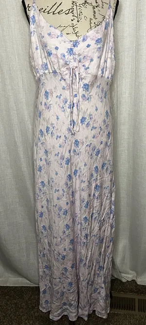 Women's XXL Wild Fable Light Pink Floral Maxi Slip Dress with Blue Flowers thumbnail 1