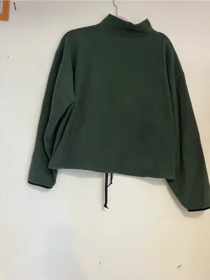 PINK Victoria's Secret Olive Green Half-Zip Fleece Pullover thumbnail 6