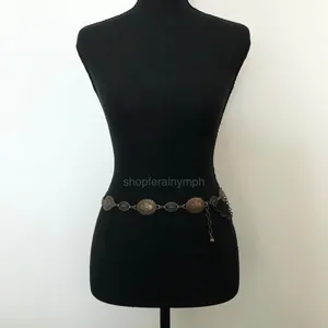 Y2K Boho Antique Bronze Medallion Chain Belt, Fits 22–37.5 Inches, X7GA1174 thumbnail 2