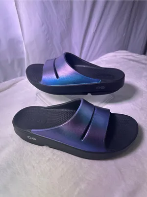 OOFOS Women's Iridescent Slide Sandals - Purple/Blue/Pink thumbnail 2