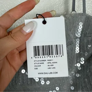 Sau Lee Opal Gown Maxi Dress Gray Sequin Size 2 NWT thumbnail 5