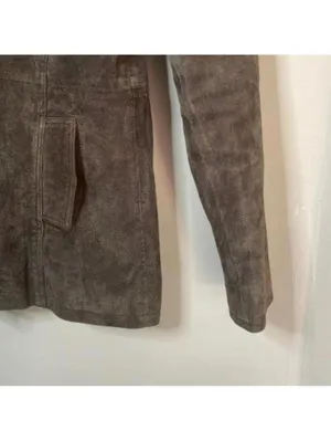 BB DAKOTA brown 100% Leather Long Sleeve Button Up Jacket Lined Classic Moto thumbnail 3
