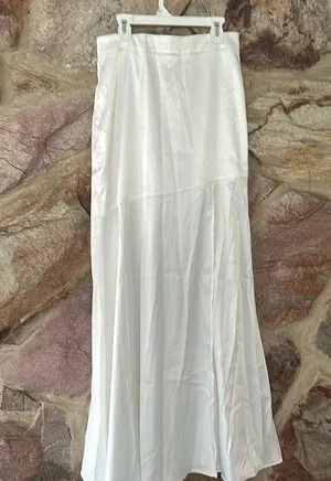 Commense Satin Patchwork Split Maxi Skirt size small White thumbnail 3