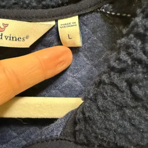 Vineyard‎ Vines Mixed Media Sherpa Shep Shirt Pullover in Blue Quilted Fleece L thumbnail 4