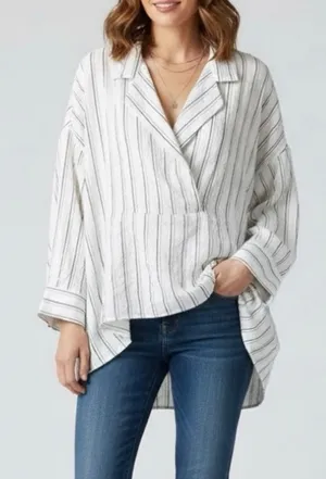 Anthropologie Women's striped Oversized NWT Blouse size S thumbnail 1