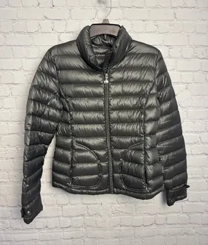 Calvin Klein puffy gray jacket metallic packable puffer coat ladies small thumbnail 1