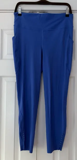 Lululemon Fast and Free High-Rise Crop 23 Nulux Blue Running Leggings Size 12 thumbnail 1