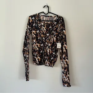 Free People Printed Right On Run Tortoise Shell Long Sleeve NWT Size S thumbnail 4