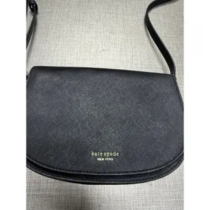 Kate Spade Black Saffiano Leather‎ Flap Style Small Crossbody Bag Purse ~ Euc thumbnail 3