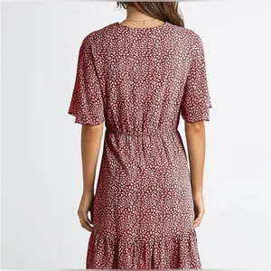 KIRUNDO Womens Summer Dresses Casual Short Sleeve V Neck Ruffle Floral Print XL thumbnail 4