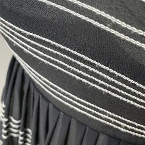 Anthropologie Hitherto Silk Dress Stripes Retro Sleeveless Fit‎ and Flare Black thumbnail 14