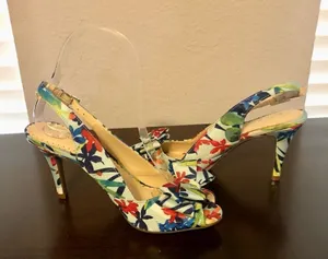 Kelly & Katie Floral Heels Open Toe with Bow Size 6 thumbnail 1