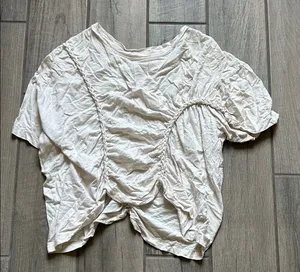 We The Free Cream Ruched Blouse thumbnail 1