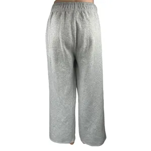 Automet Gray Fleece High Waist Flared Wide Leg Trousers Lounge Sweatpants Size L thumbnail 3