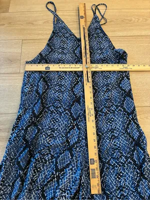 Free People Women’s Snakeskin Open Back Blue Jumpsuit Wide Leg Size S thumbnail 5