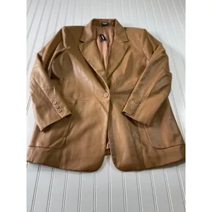 Express Camel Faux Leather Blazer Jacket Plus Size XL NWT Autumn Fall Staple thumbnail 2