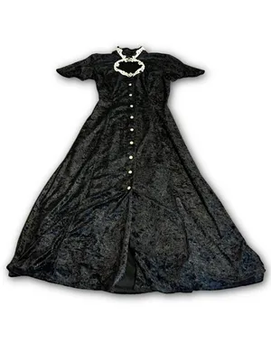 Vintage 1990'S All That Jazz Black Velvet & White Embroidered Collar Dress (6/8) thumbnail 8