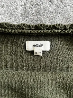 Aerie Olive Green Cotton Crop Top thumbnail 3