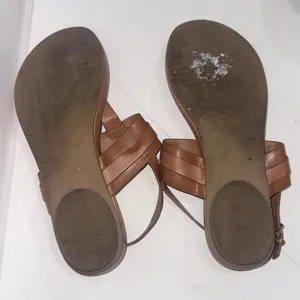MICHAEL KORS Thong Sandals Brown Faux Leather Slingback Designer Shoes Sz 10‎ M thumbnail 15