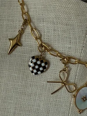 Plunder Gold Charm Necklace Heart, Flower & Enamel Accents fashion jewelry new thumbnail 2