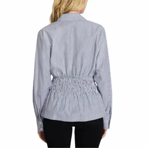 NEW Steve Madden Smock Waist Stripe Button Up 100% Cotton Longsleeve Top, Size M thumbnail 7