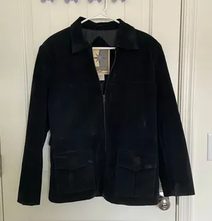 Vintage Middlebrook adult‎ black leather zip jacket padded shoulders — small thumbnail 1