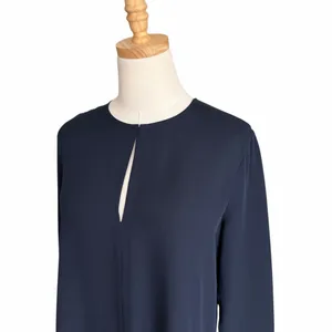 Theory Slit Front Silk Tunic Top Navy Blue Size Small thumbnail 4
