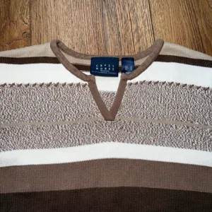 Y2K Crazy Horse Liz Claiborne Striped Sweater Womens XL Brown Cream Knit Western thumbnail 6