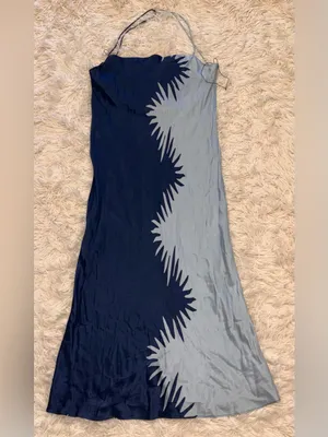 NEW Significant Other Flossie Abstract Bias-Cut Blue slip Maxi Dress sz 8 thumbnail 6