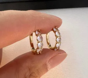 CZ Cubic Zirconia Gold Hoop Earrings for Women thumbnail 5