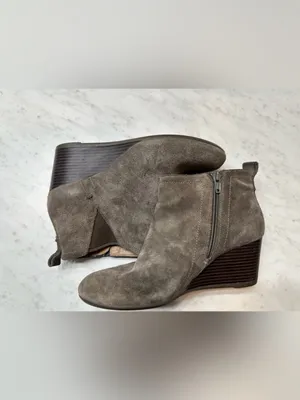 Vionic Paloma Weather Resistant Suede Ankle Booties Gray Size 7 Wedge Heel thumbnail 3