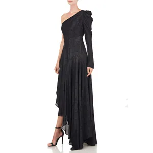 AMUR Esmeralda Black One-Shoulder Shimmer‎ Formal Gown Dress Size 2 thumbnail 10
