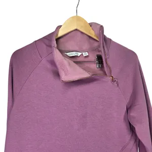Earth Yoga M Organic Cotton Blend Purple‎ Asymmetrical Zip Pullover Sweatshirt thumbnail 4
