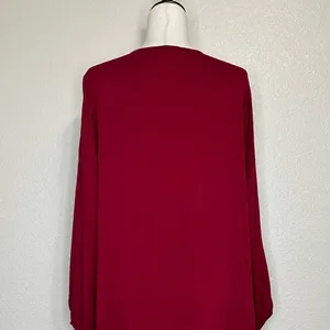 Dabenti Embroidered Sequins Burgundy Long Sleeves Midi Dress, Size XL thumbnail 8