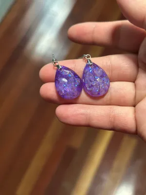 Purple handmade resin earrings thumbnail 8