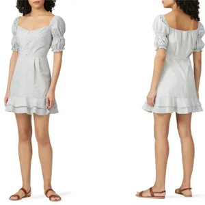 RTR Stylestalker Kelly White & Blue Micro Print Puff Sleeve Mini Dress Sz‎ XS thumbnail 2